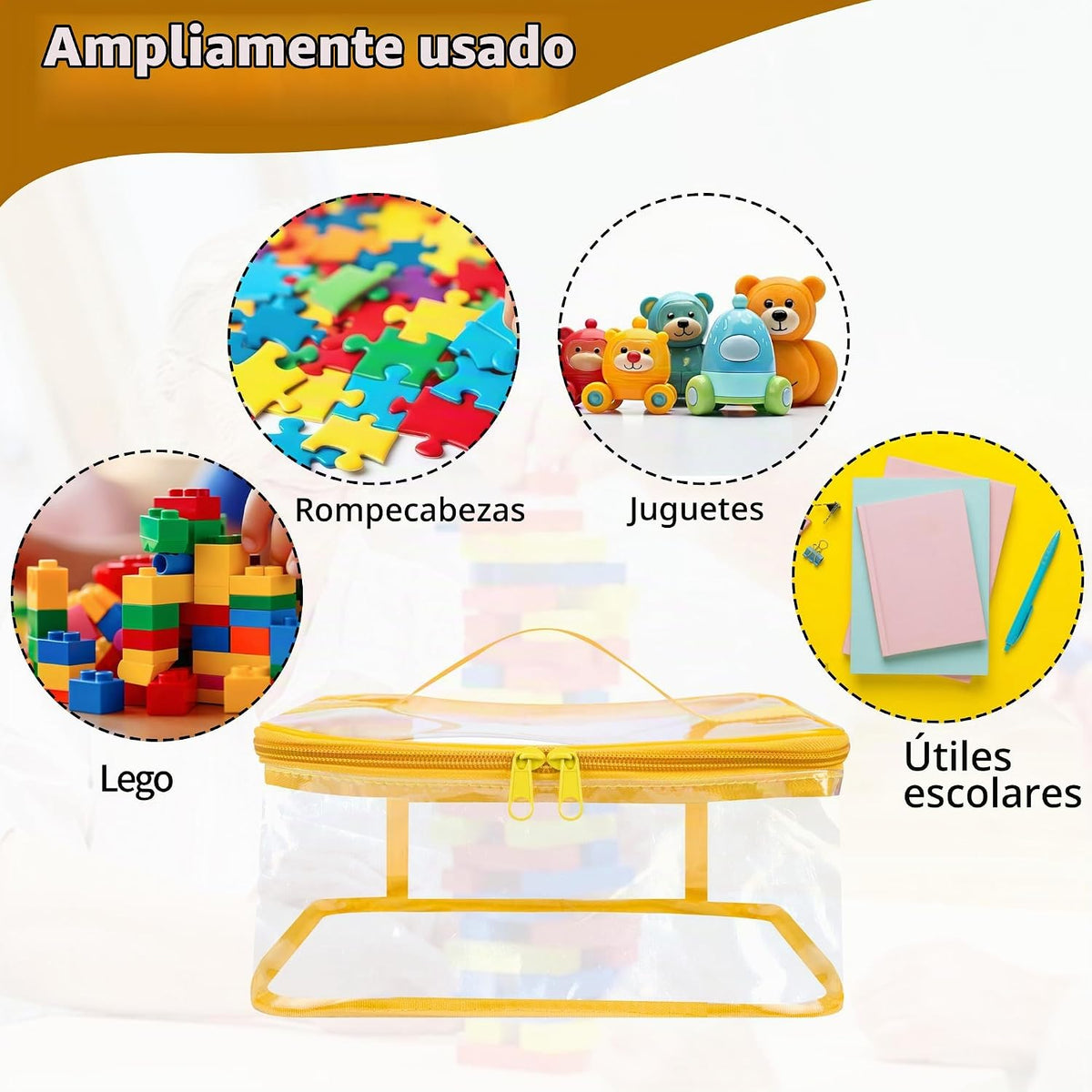 Paquete de 6 bolsas transparentes de almacenamiento de juguetes, 9....