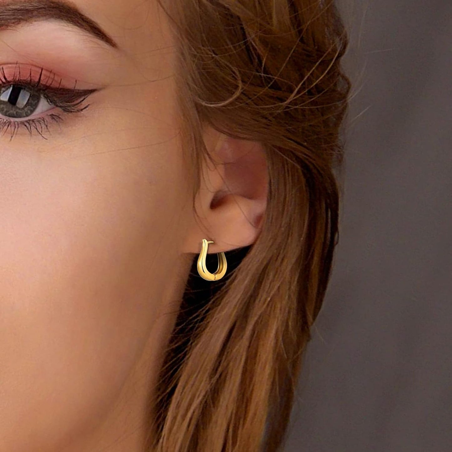 6 pares de aretes de aro chapados en oro de 14 quilates para mujer,...
