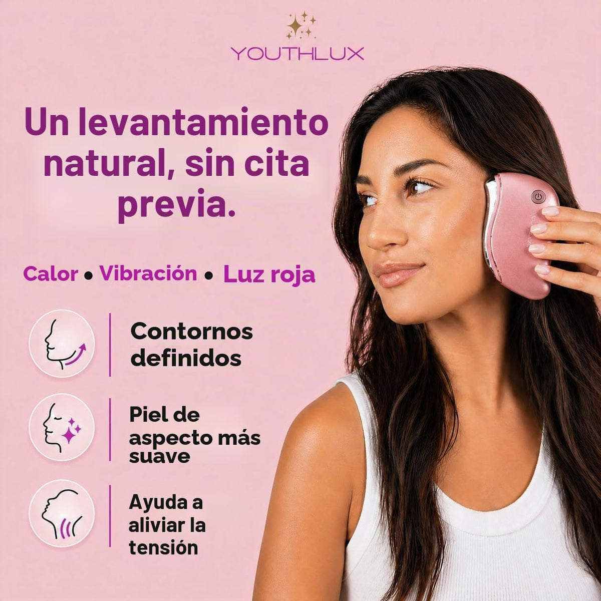 YOUTHLUX ProSculpt - Masajeador facial Gua Sha calentado, herramien...