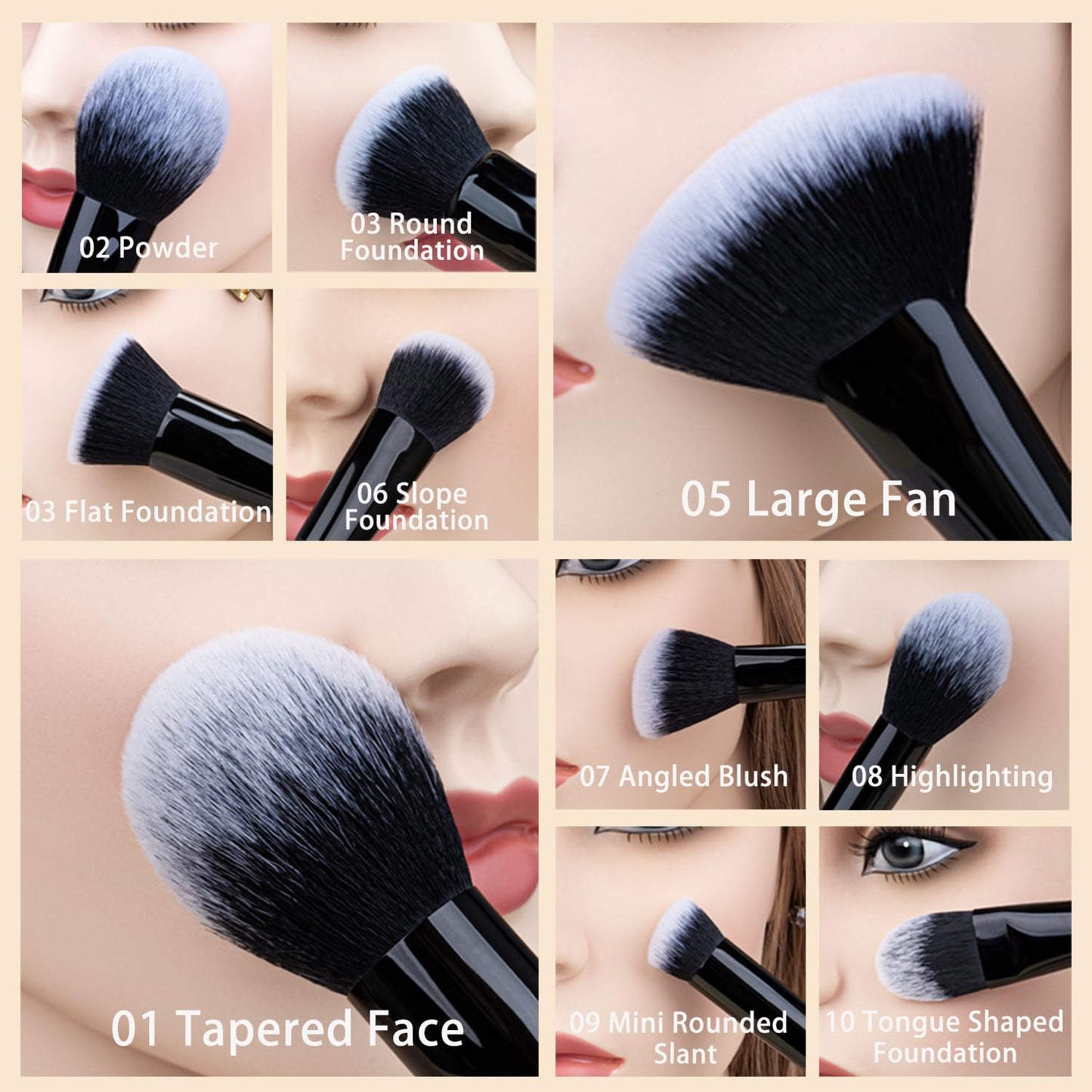 Daily Queen Juego de brochas de maquillaje profesional Kabuki, 29 u...