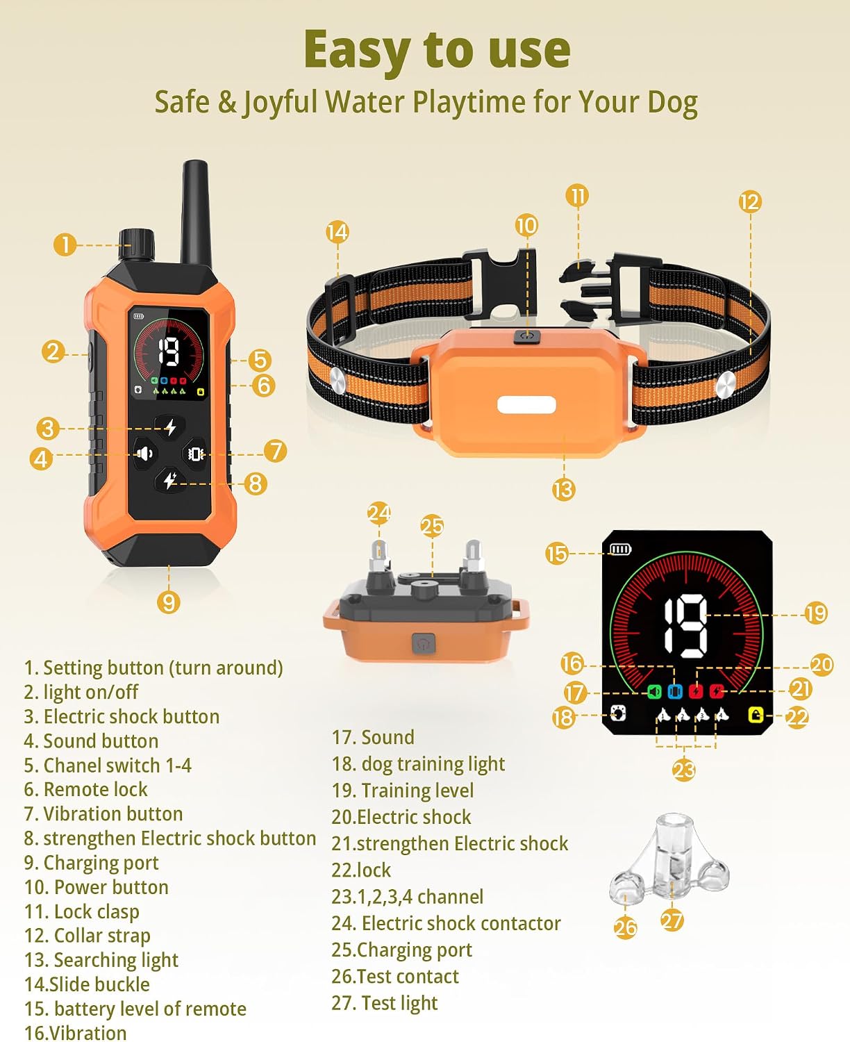 Collar de choque para perros, paquete de 4 (5 a 150 libras), 4400 p...