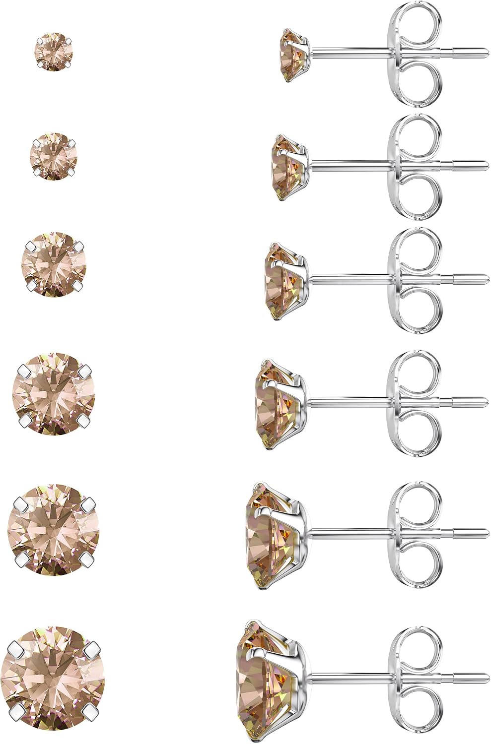 Juego de 6 pares de aretes, aretes hipoalergénicos de circonita cúb...