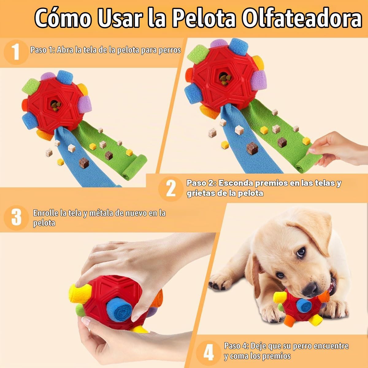Pelota de olfateo para perros, juguetes interactivos para perros qu...