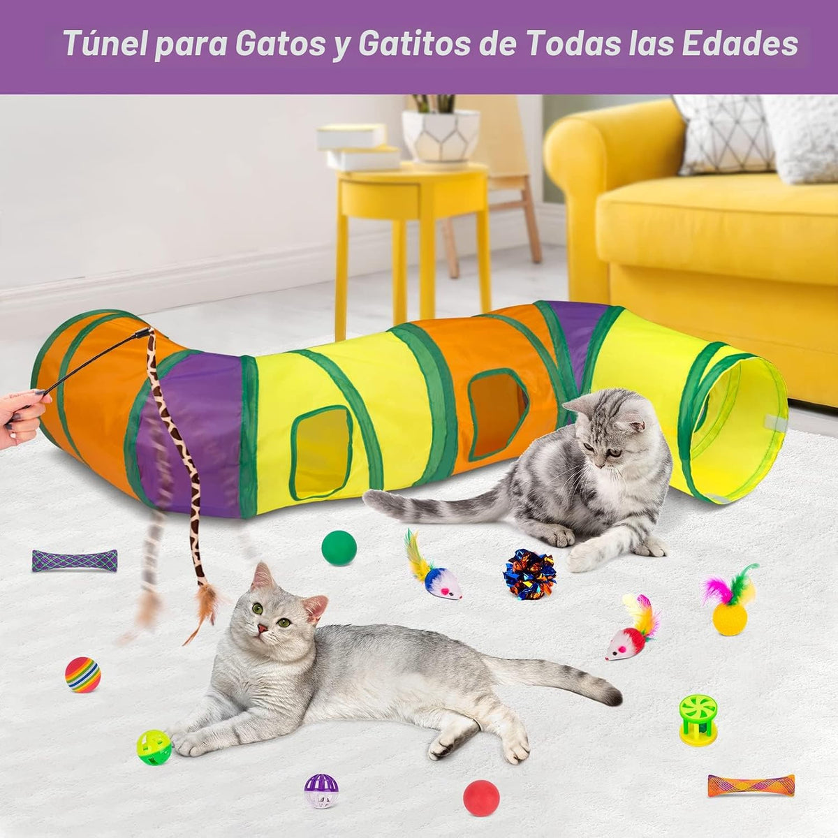 Retro Shaw 33 Piezas Juguetes para Gatos con Túneles, Juguetes Inte...