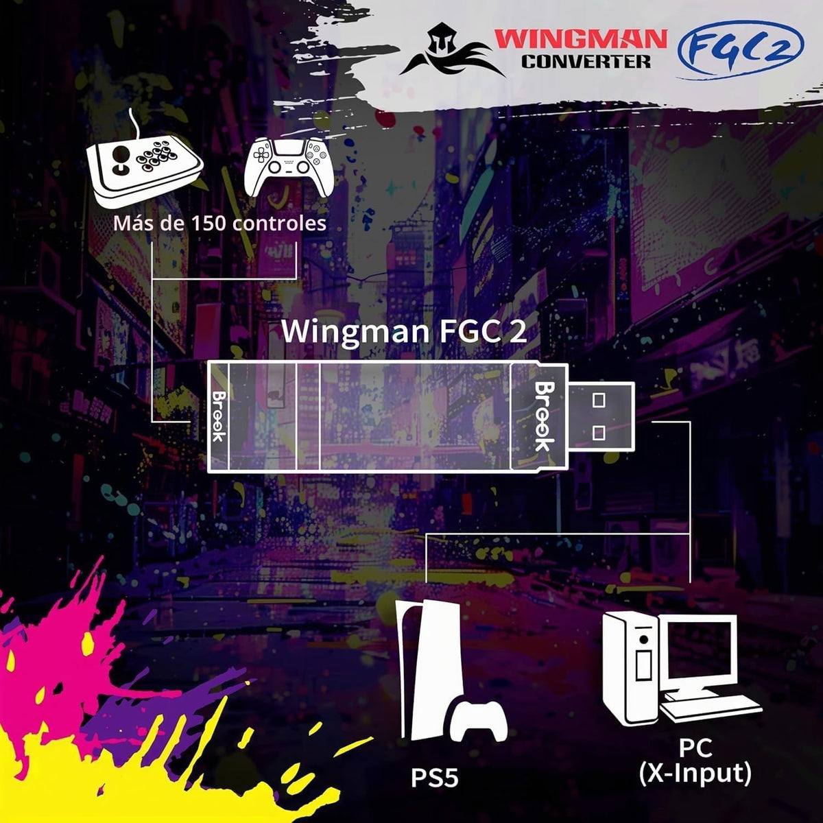 Mcbazel Brook Wingman FGC 2 - Adaptador convertidor de joystick Arc...