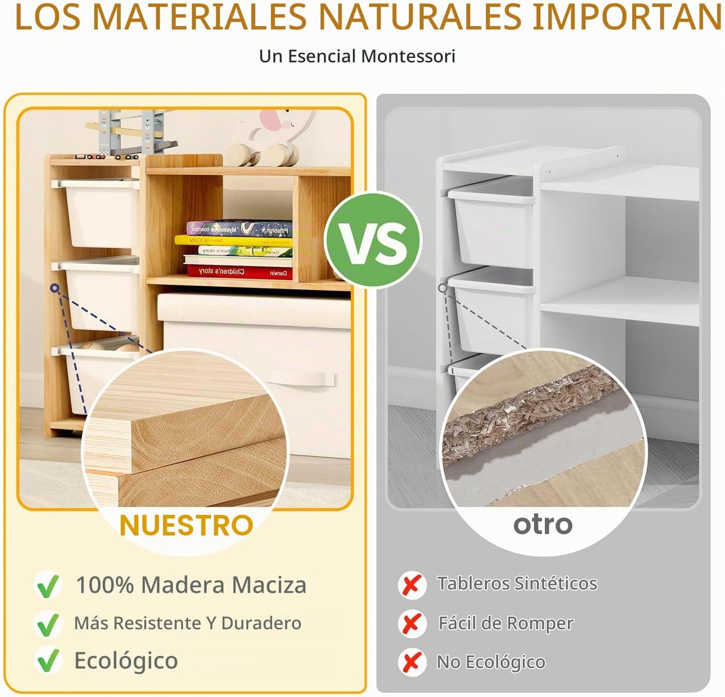 MallBest Estantería Montessori para Niños - 100% Madera de Pino Mac...