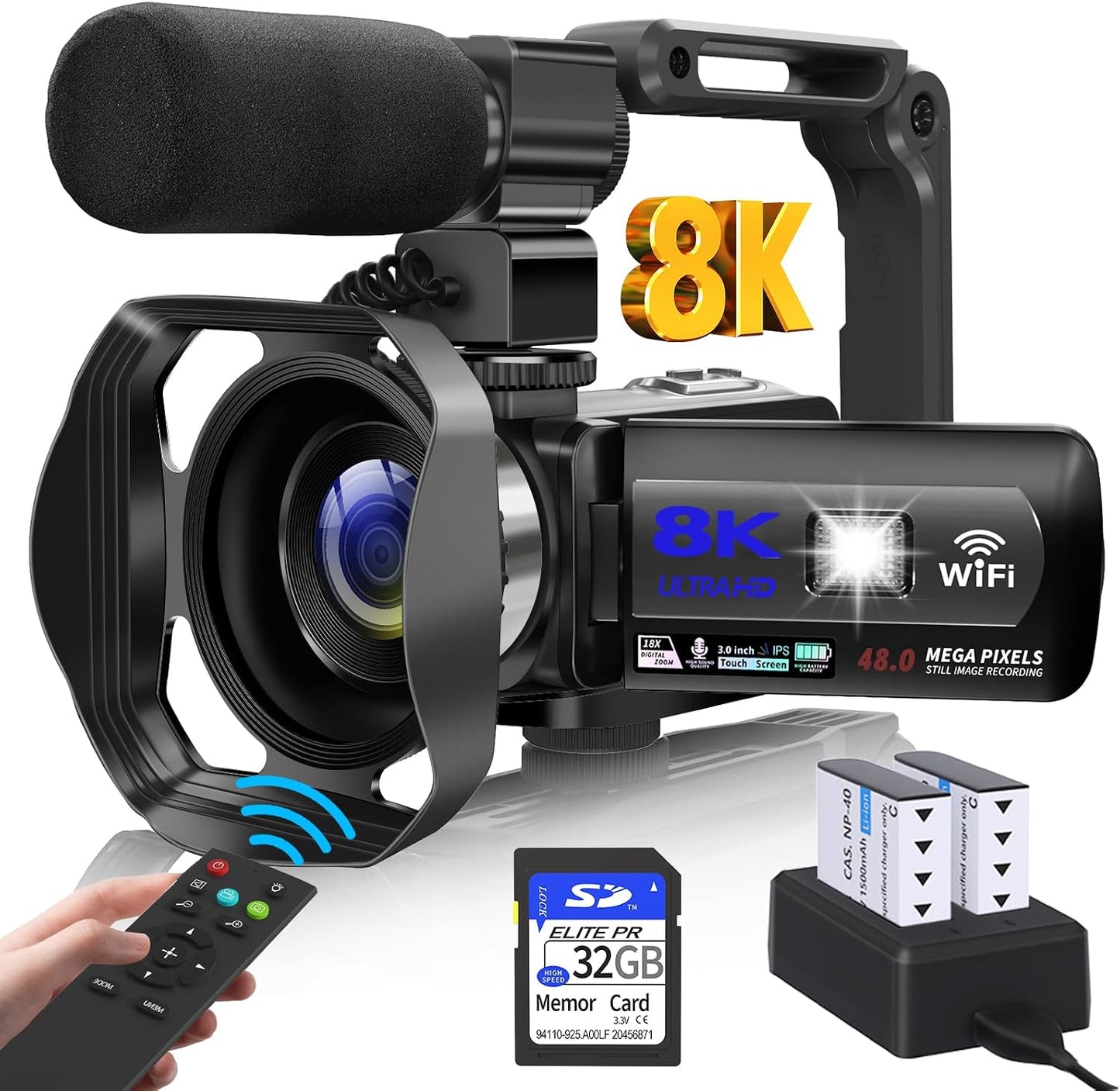 Cámara de vídeo WIKICO 8k Videocámara vlogging Cámara | con WiFi, m...