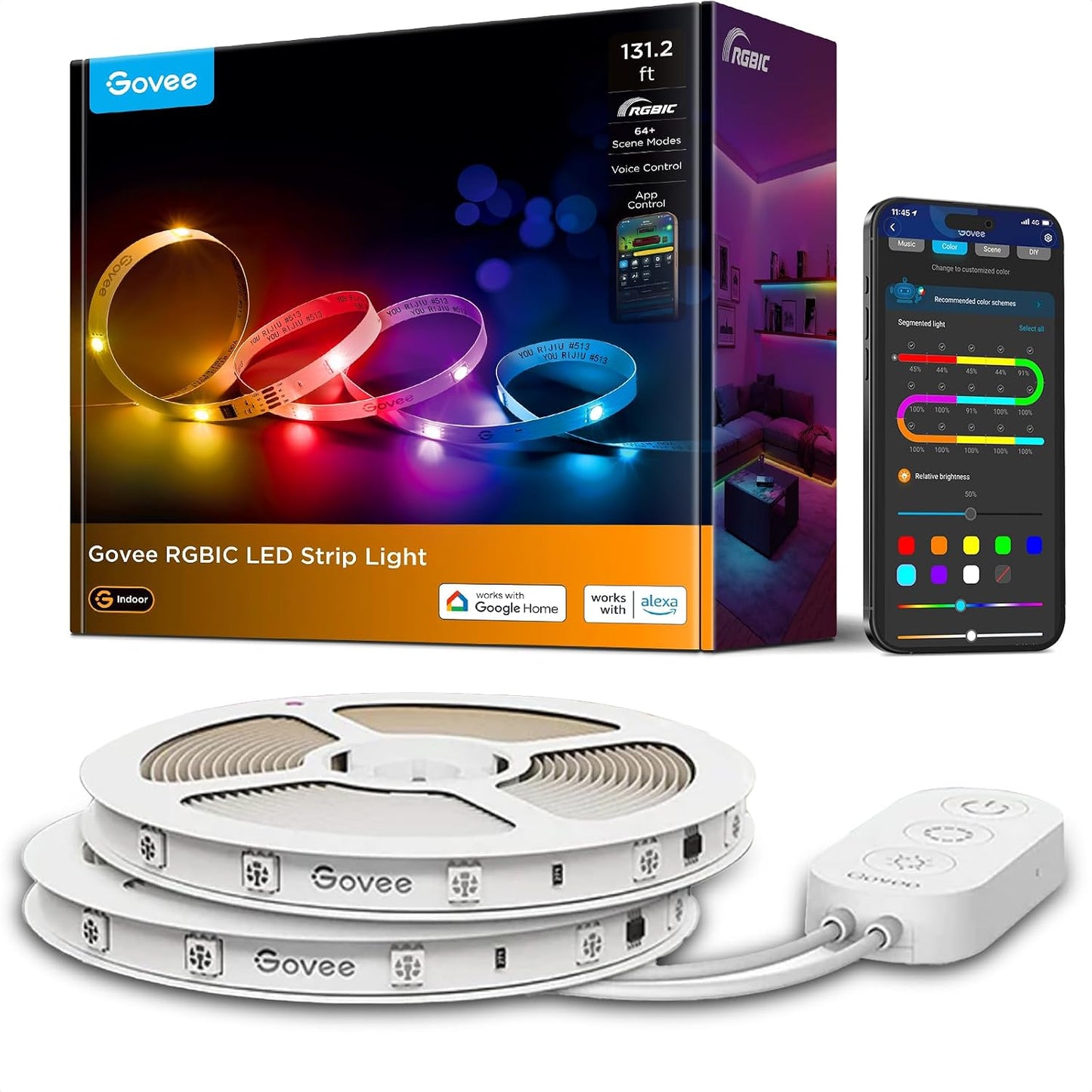 Govee Tira de luces LED RGBIC de 131.2 pies, luces LED inteligentes...