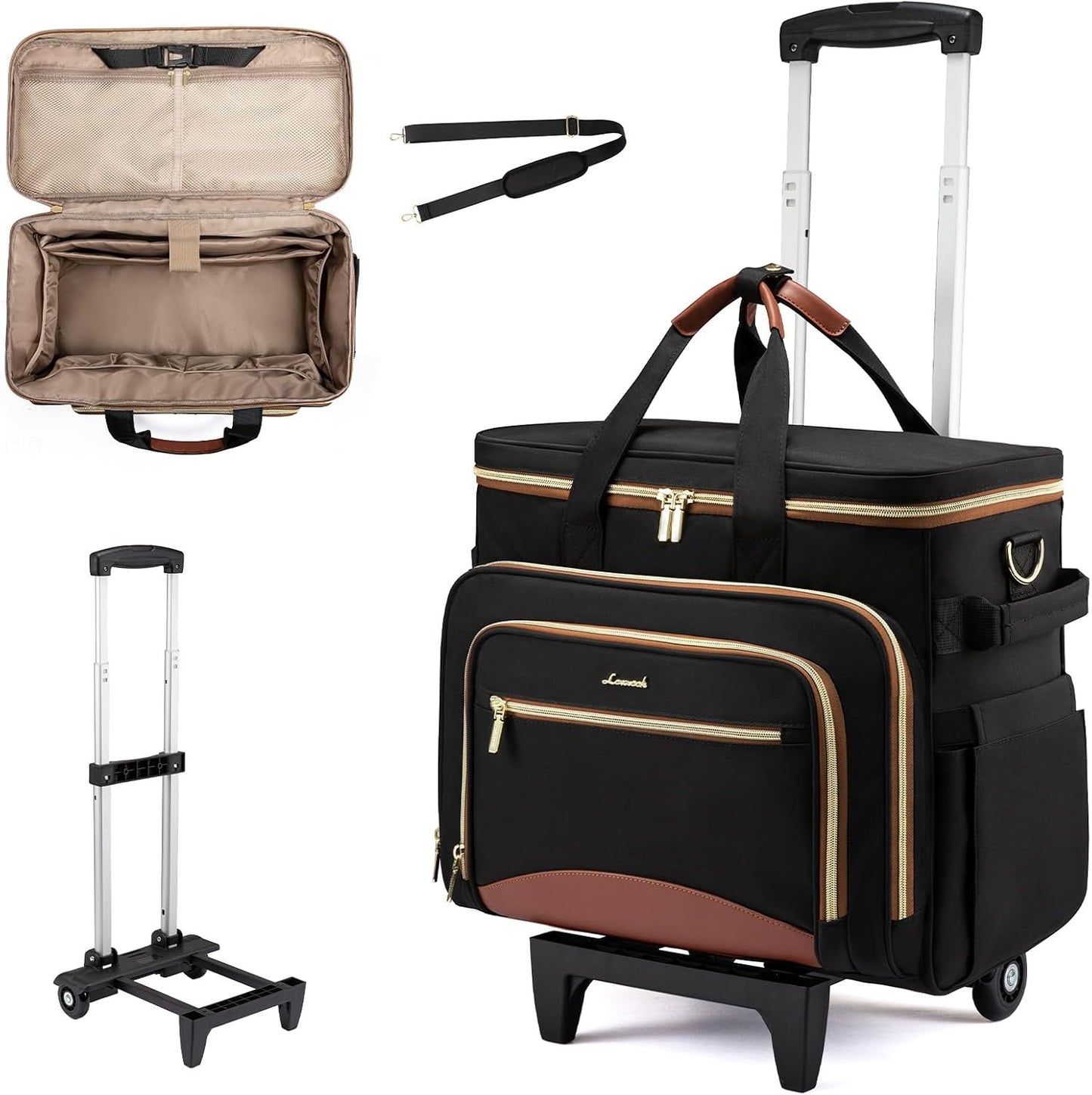 LOVEVOOK Bolsa con ruedas para profesor, bolsa para laptop con plat...