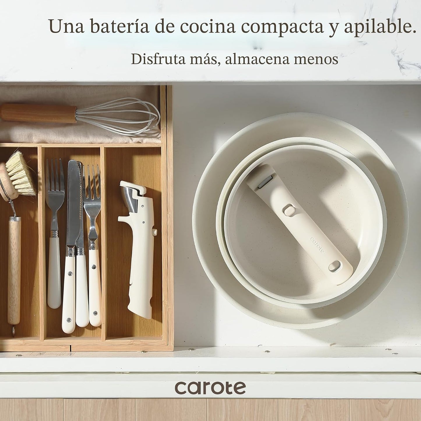 CAROTE Juego 17 de ollas y sartenes, utensilios de cocina antiadher...