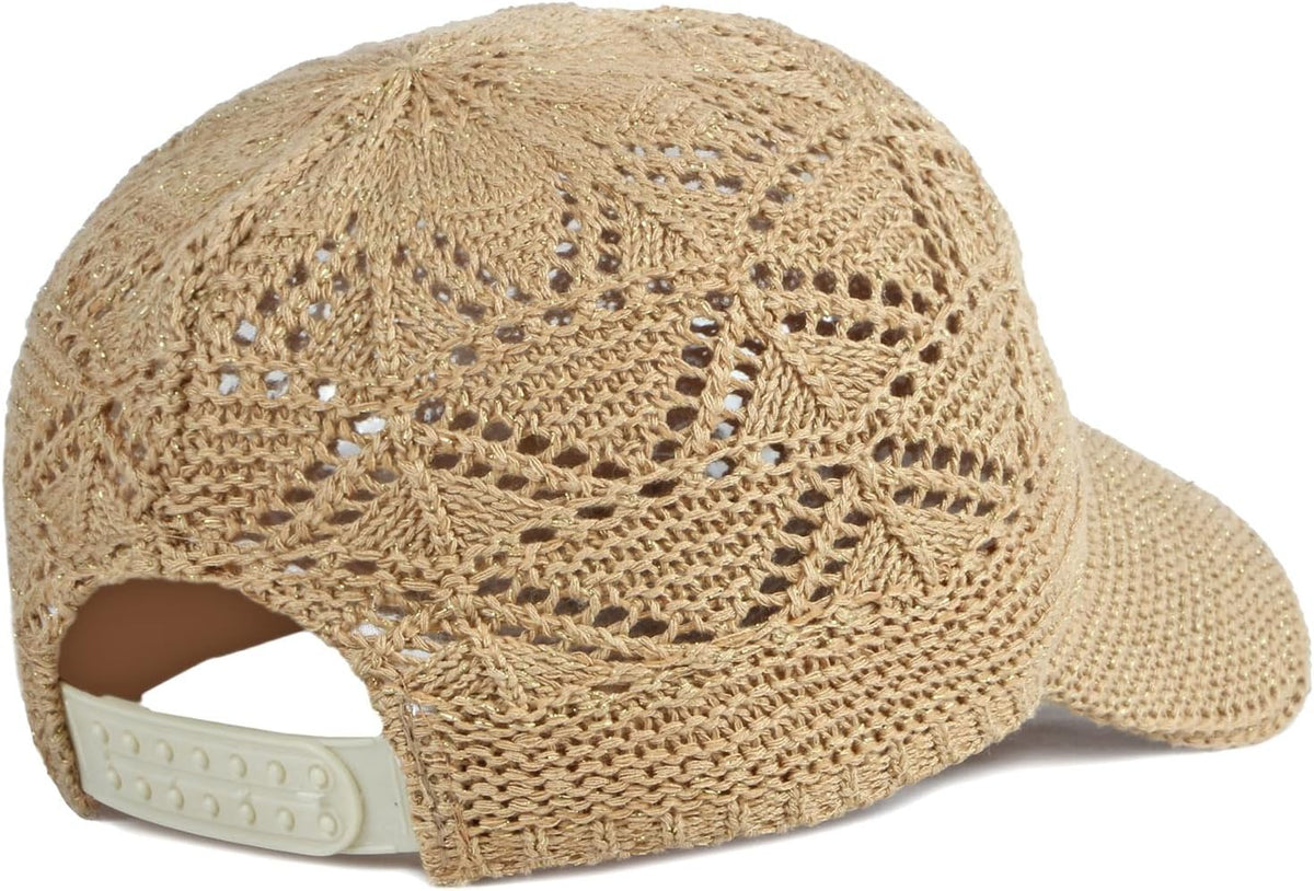 FASHIXD Gorra de béisbol de malla tejida para mujer, de hilo de ver...