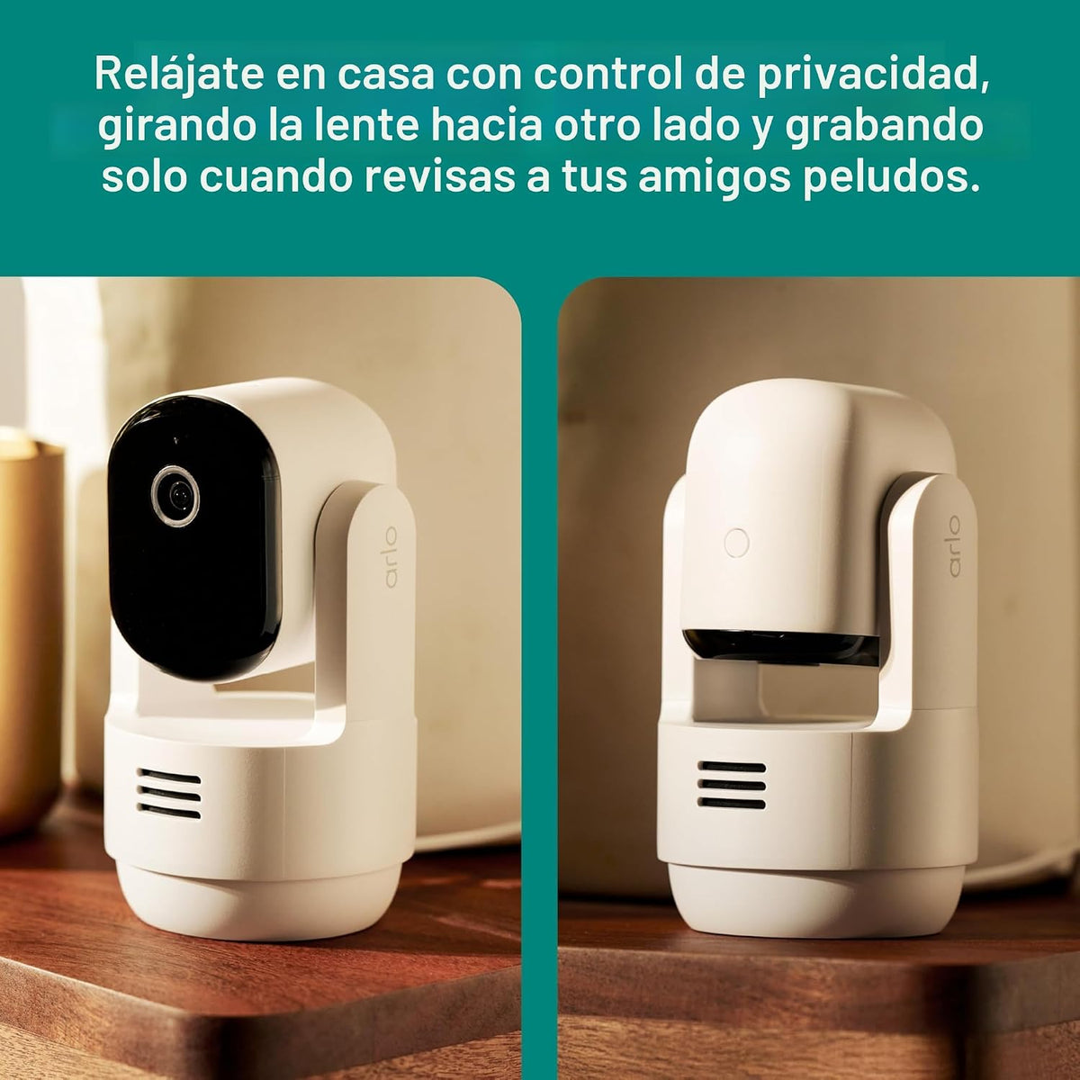 Arlo Essential - Cámara de seguridad con inclinación panorámica par...