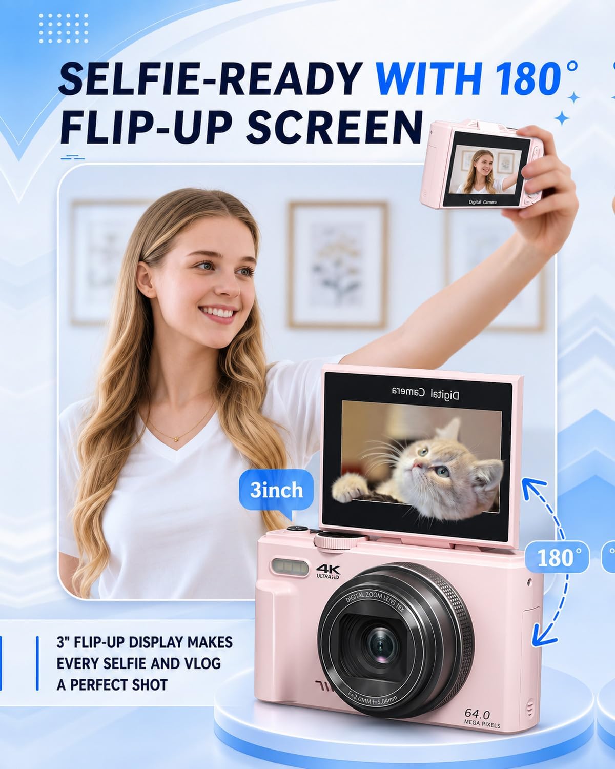 ULPTXOO Cámara digital 4K para principiantes y adolescentes, cámara...