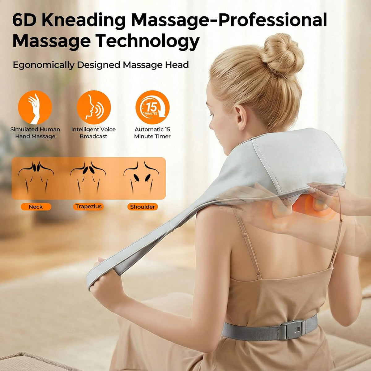 Masajeador de cuello inalámbrico con calor, control remoto Shiatsu...