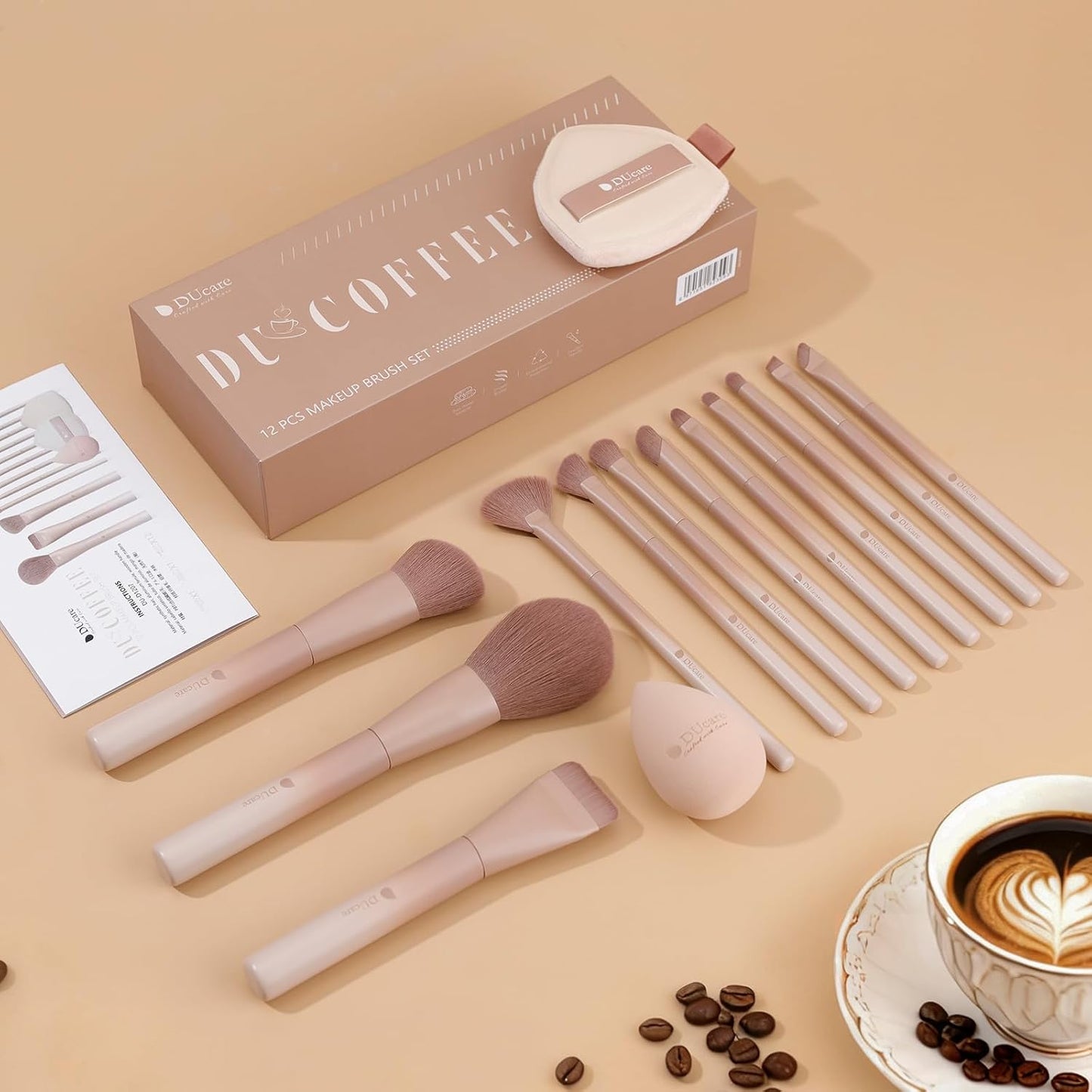DUcare Juego de 14 brochas de maquillaje, 12 brochas de maquillaje...