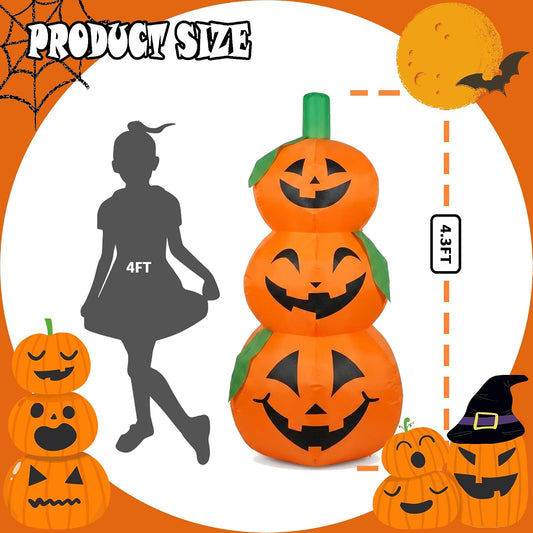 YOUBEMAGIC Decoración inflable de calabaza de Halloween de 4.3 pies...
