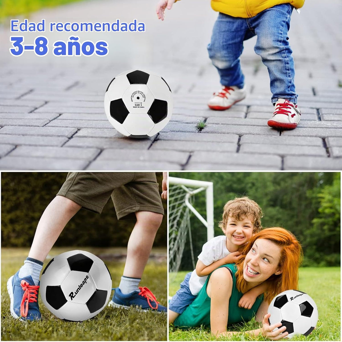 Balón de fútbol Runleaps tamaño 1.5 y tamaño 3 y tamaño 4 y tamaño...