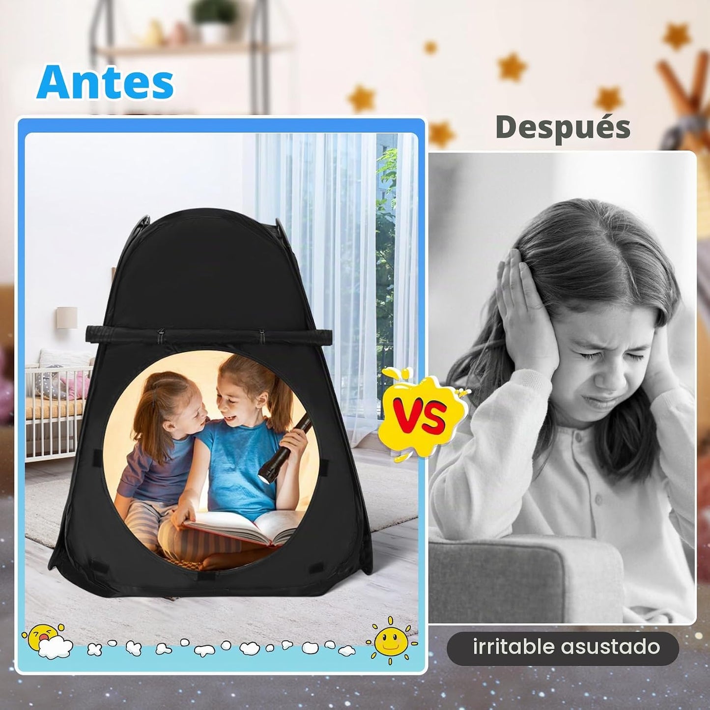 Tienda de campaña sensorial para niños 30.7 x 30.7 x 34.6 pulgadas...