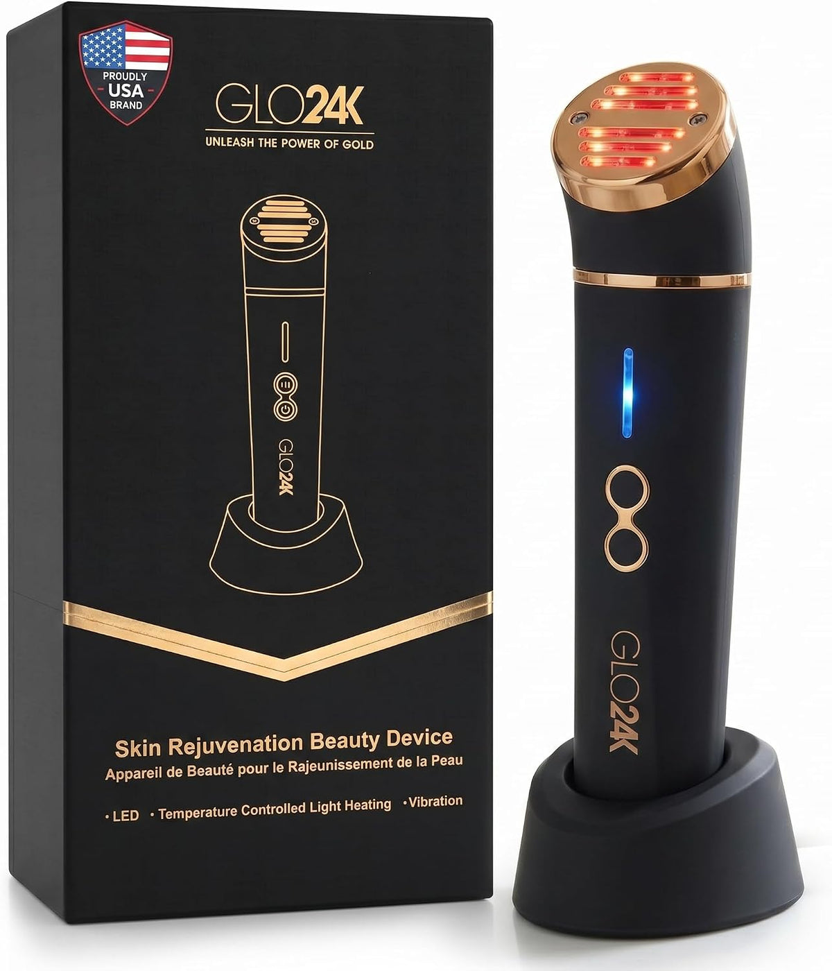Masajeador de luz roja 3 en 1 GLO24K para cara y cuello | Dispositi...