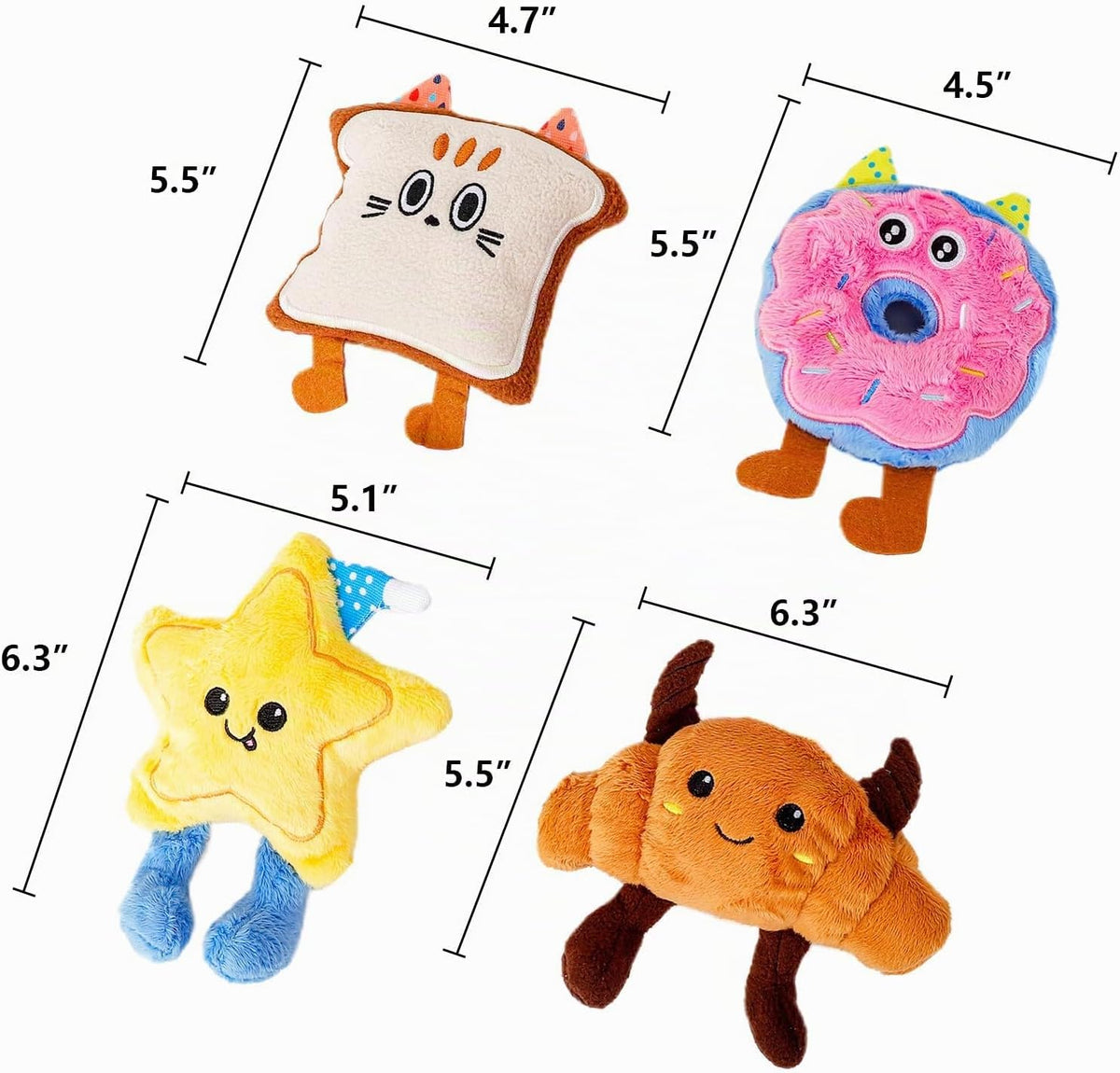 DODODOLA 4 piezas de juguetes para perros con relleno para perros p...