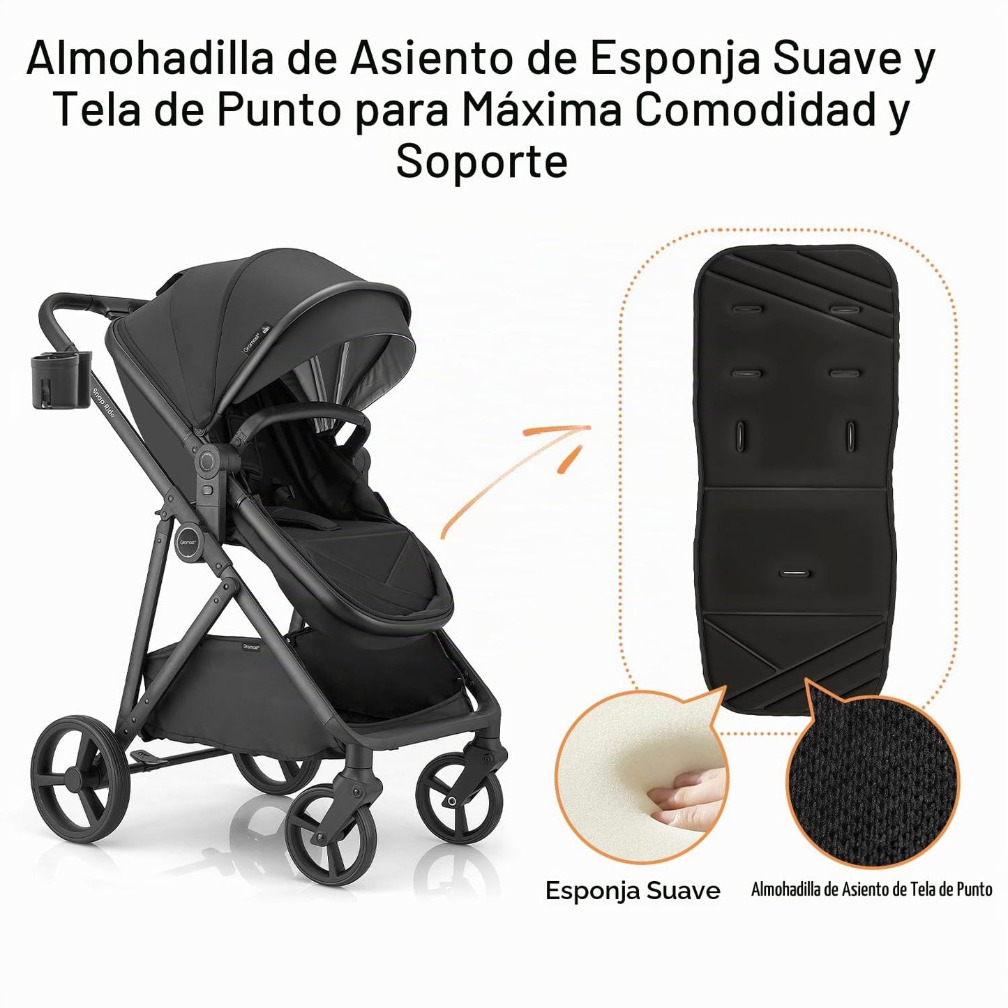 Gromast Cochecito de bebé 3 en 1, cochecito convertible para recién...
