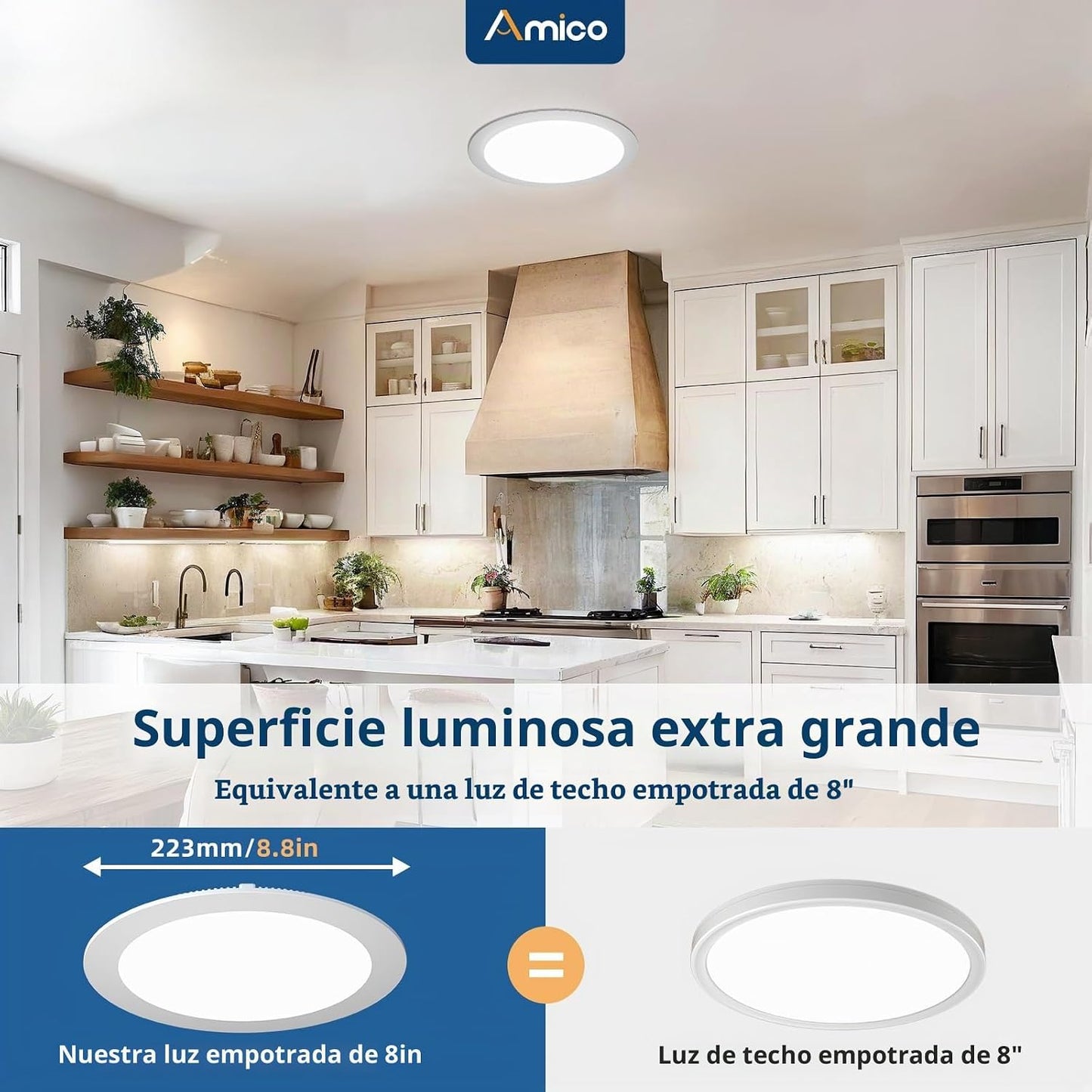 Amico Paquete de 24 luces LED empotrables de 8 pulgadas con caja de...