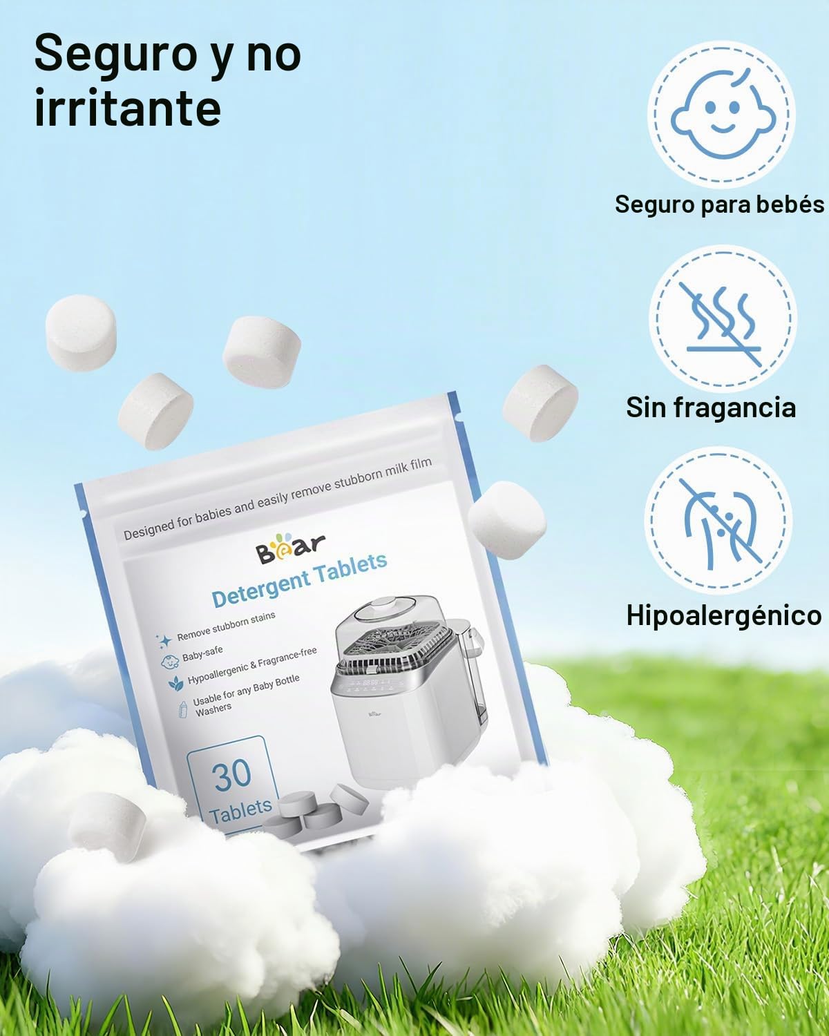 Bear Bottle Washing & Bear - Tabletas detergentes oficiales, 180 un...