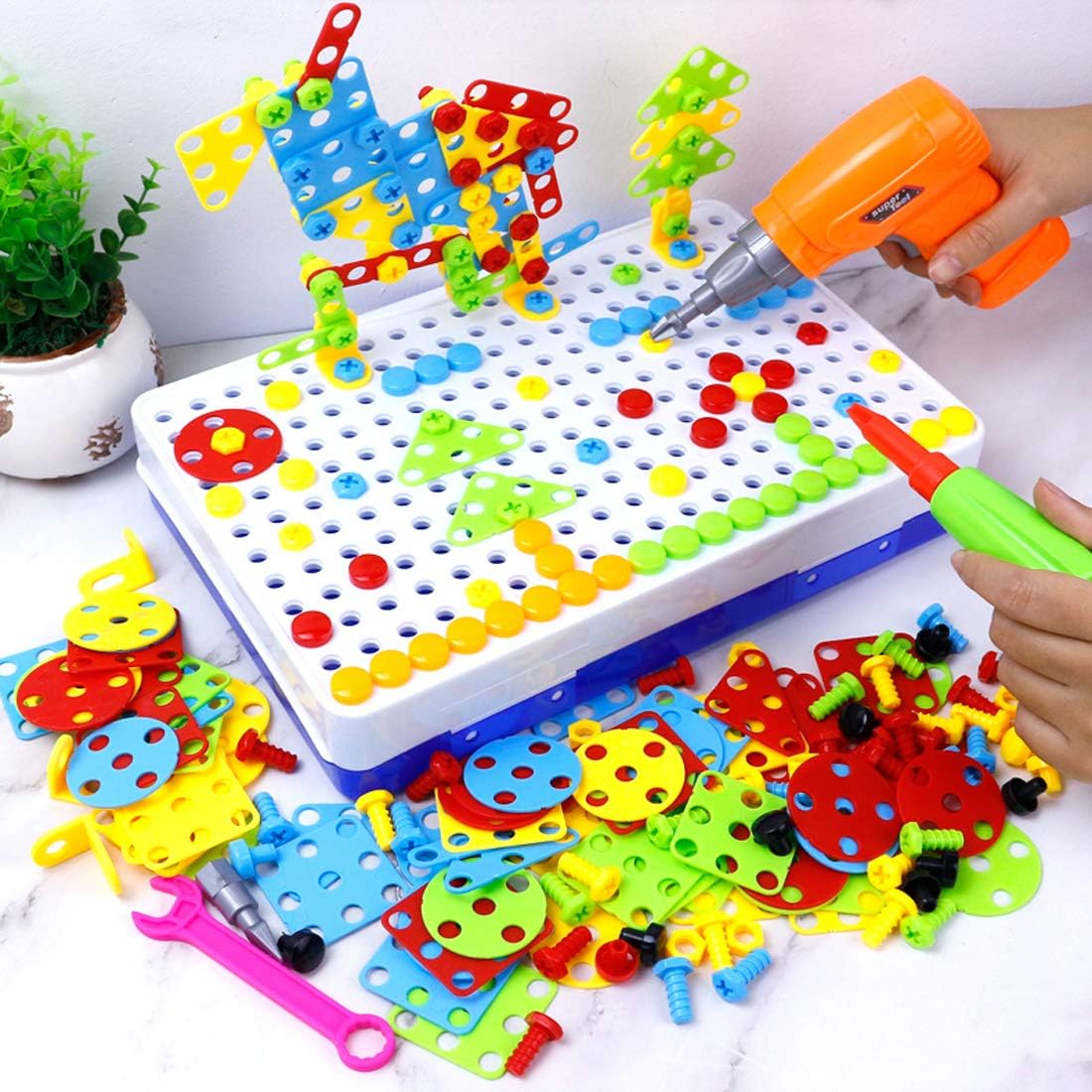 HAPTIME Juguete de diseño y taladro, juguetes educativos para niños...