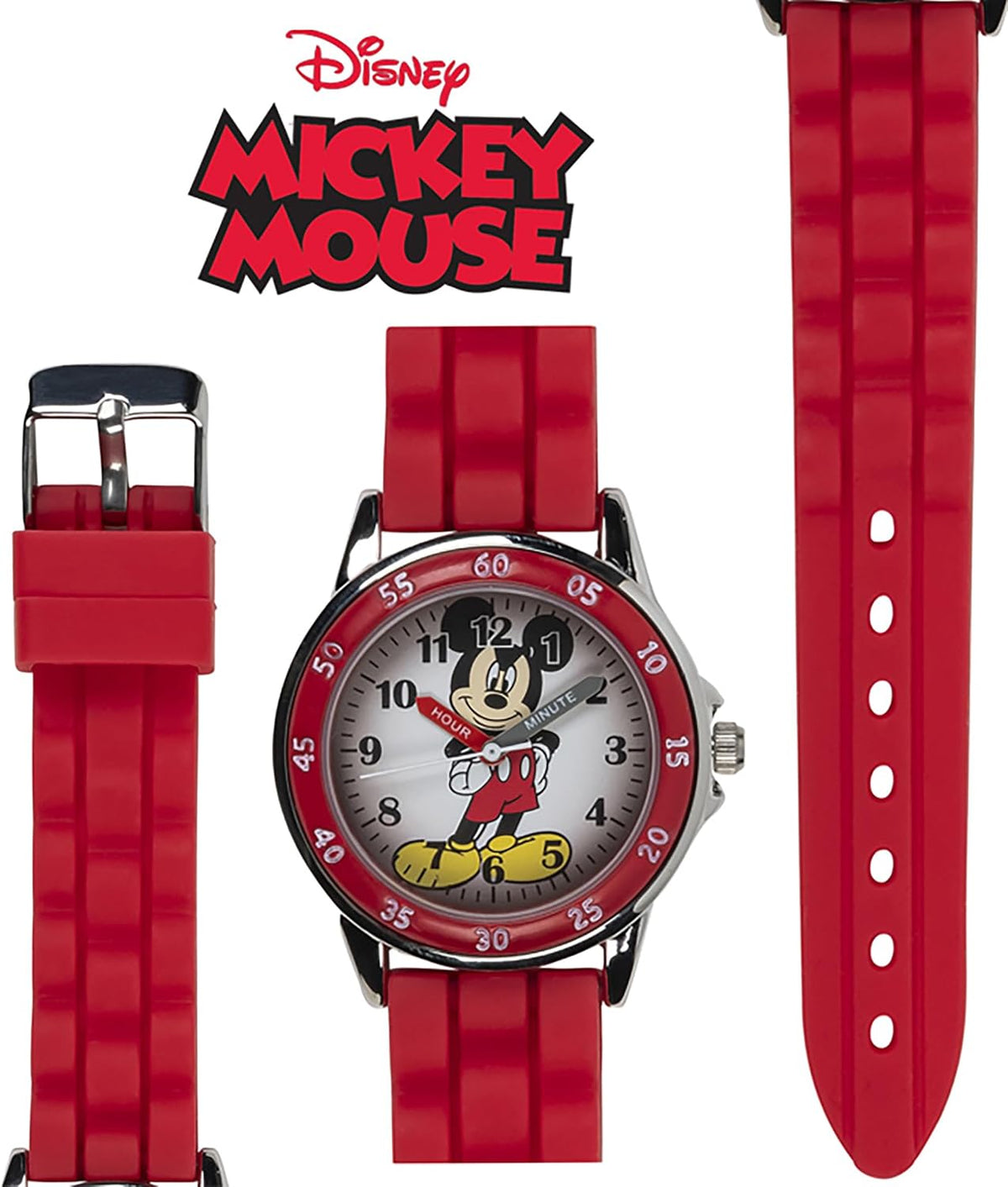 Reloj analógico para niños Mickey Mouse de Accutime, esfera de fáci...