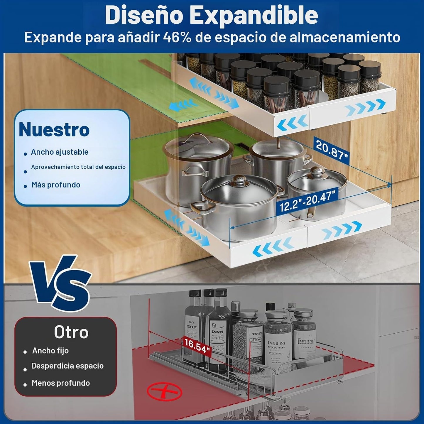 Insputer - Paquete de 2 organizadores extraíbles de ancho expandibl...