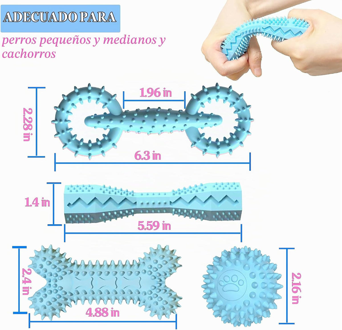 Cdyzqikm Paquete de 4 juguetes de dentición para cachorros de 0 a 6...