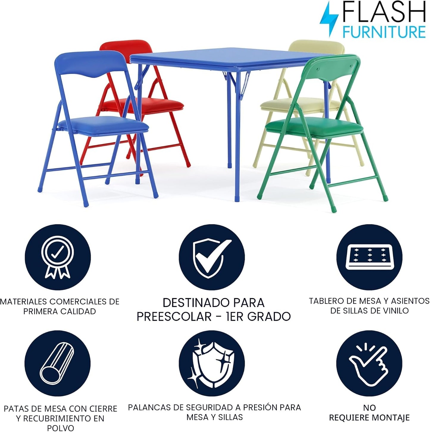 Flash Furniture - Juego de mesa y sillas plegables de 5 piezas Mind...