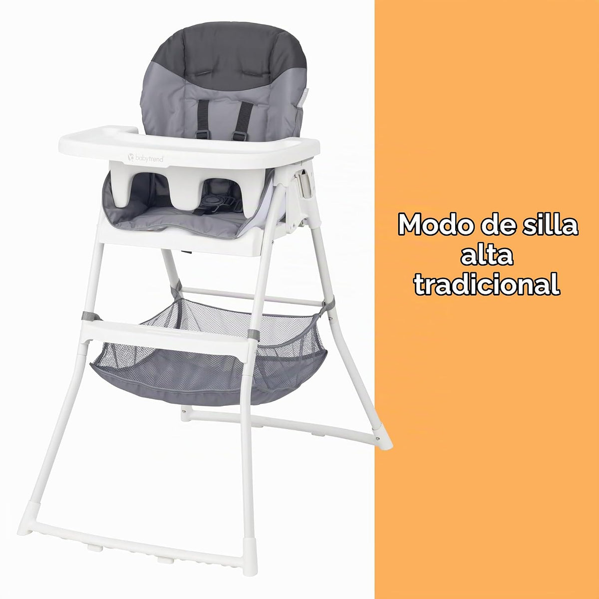 Baby Trend Silla Alta Plegable de Diseño Plano, Gris Estelar