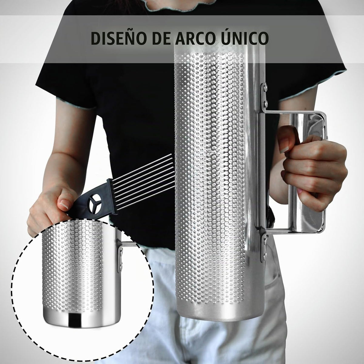 Soulmate de acero inoxidable 12" x 4" con raspador, güiro p...