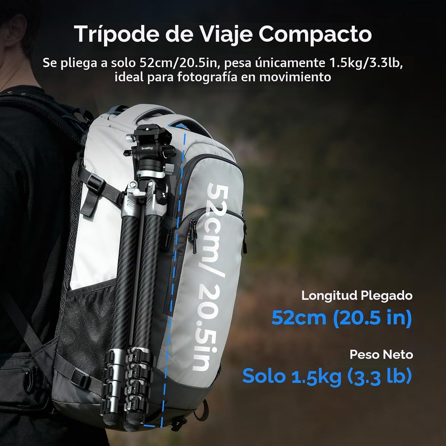 SmallRig Trípode de viaje portátil de 63 pulgadas para iPhone y cám...