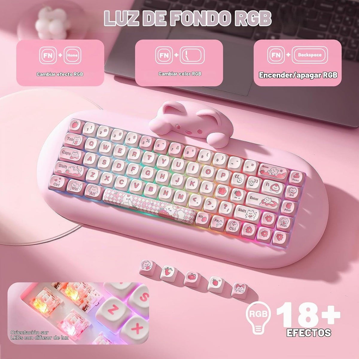 YUNZII Teclado mecánico inalámbrico C68, 65% de diseño, intercambio...