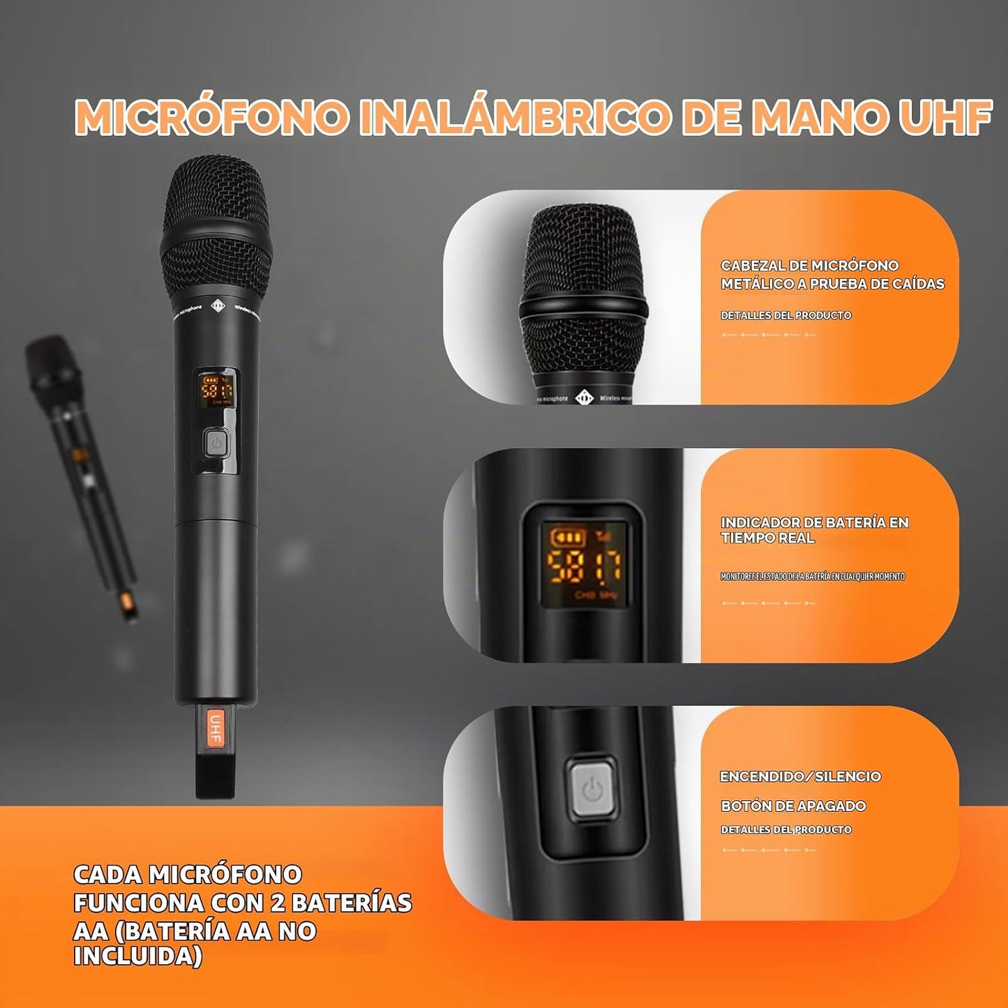 Zenolix Sistema de micrófono inalámbrico, juego de micrófono dinámi...