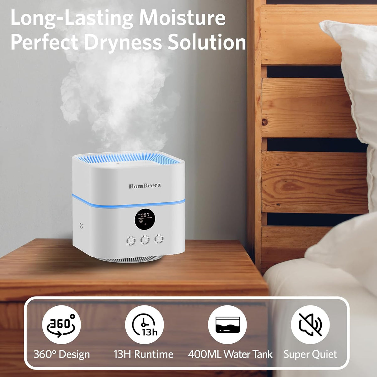 HomBreez Combo de purificador de aire y humidificador para dormitor...