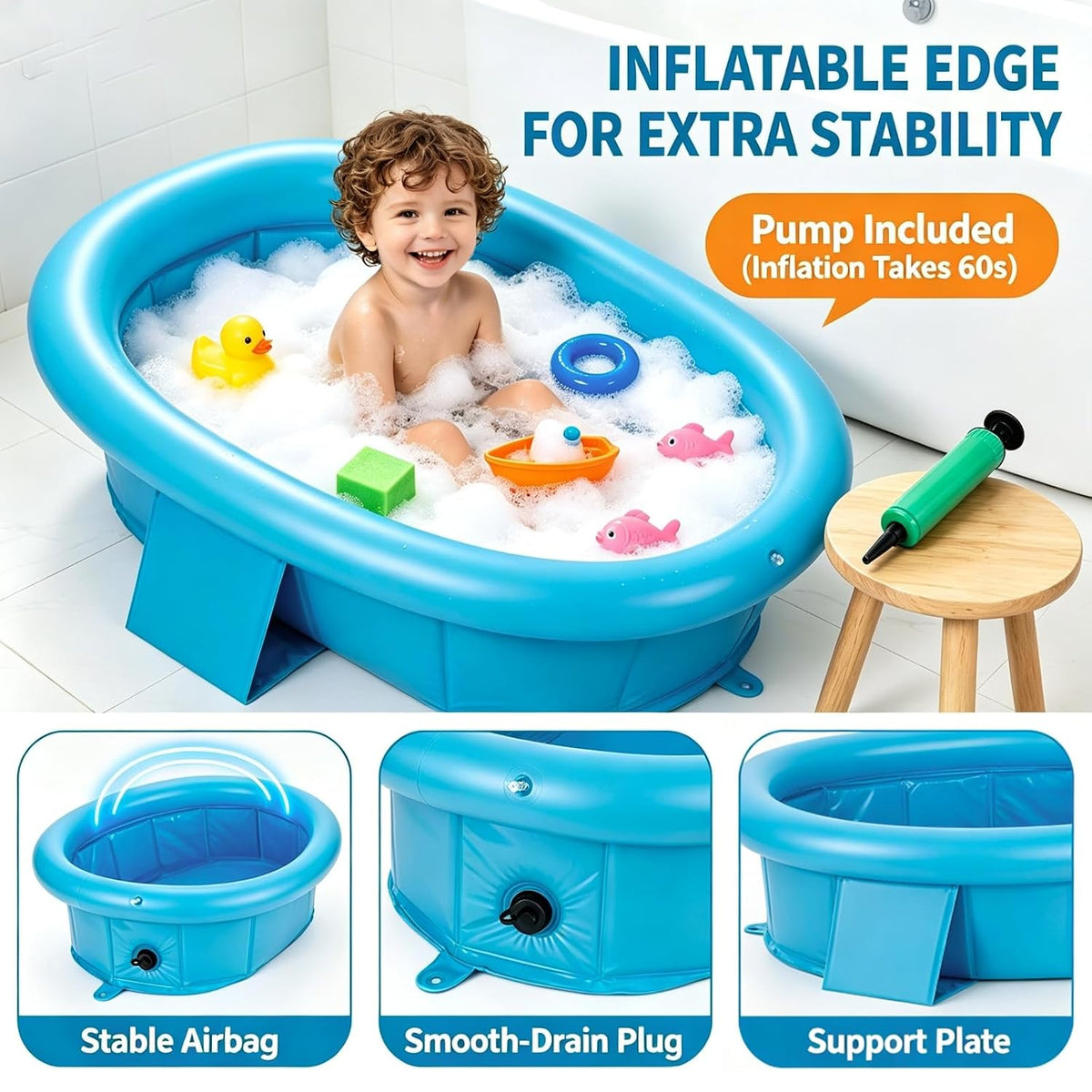 Bañera de bebé para recién nacidos hasta niños pequeños de 1 a 6 añ...