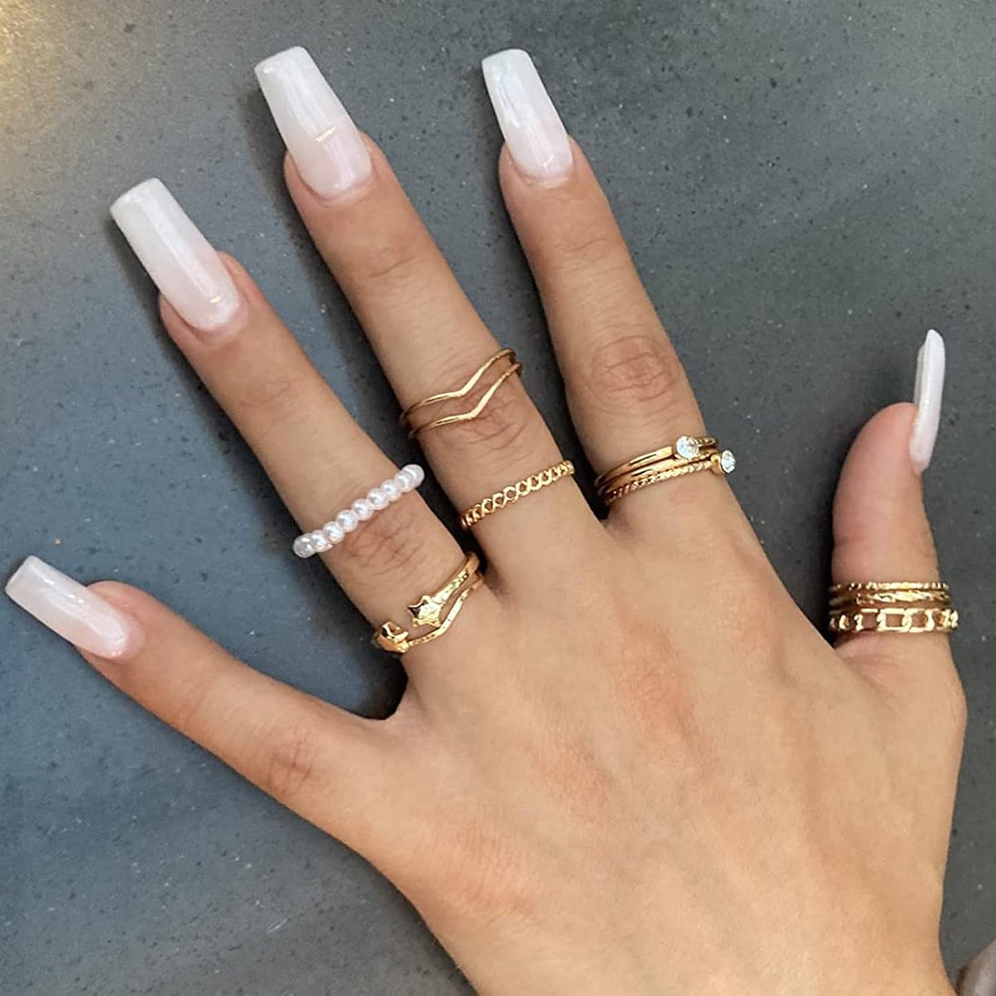 YEEZII Juego de 68 anillos para nudillos, dorados, para mujeres, ap...