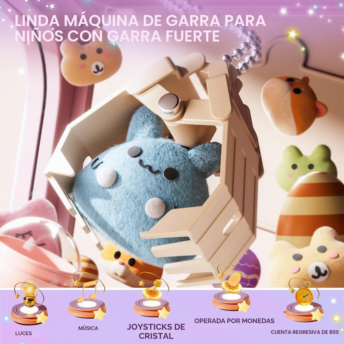 Máquina de la garra de los unicornios para las muchachas de los niñ...