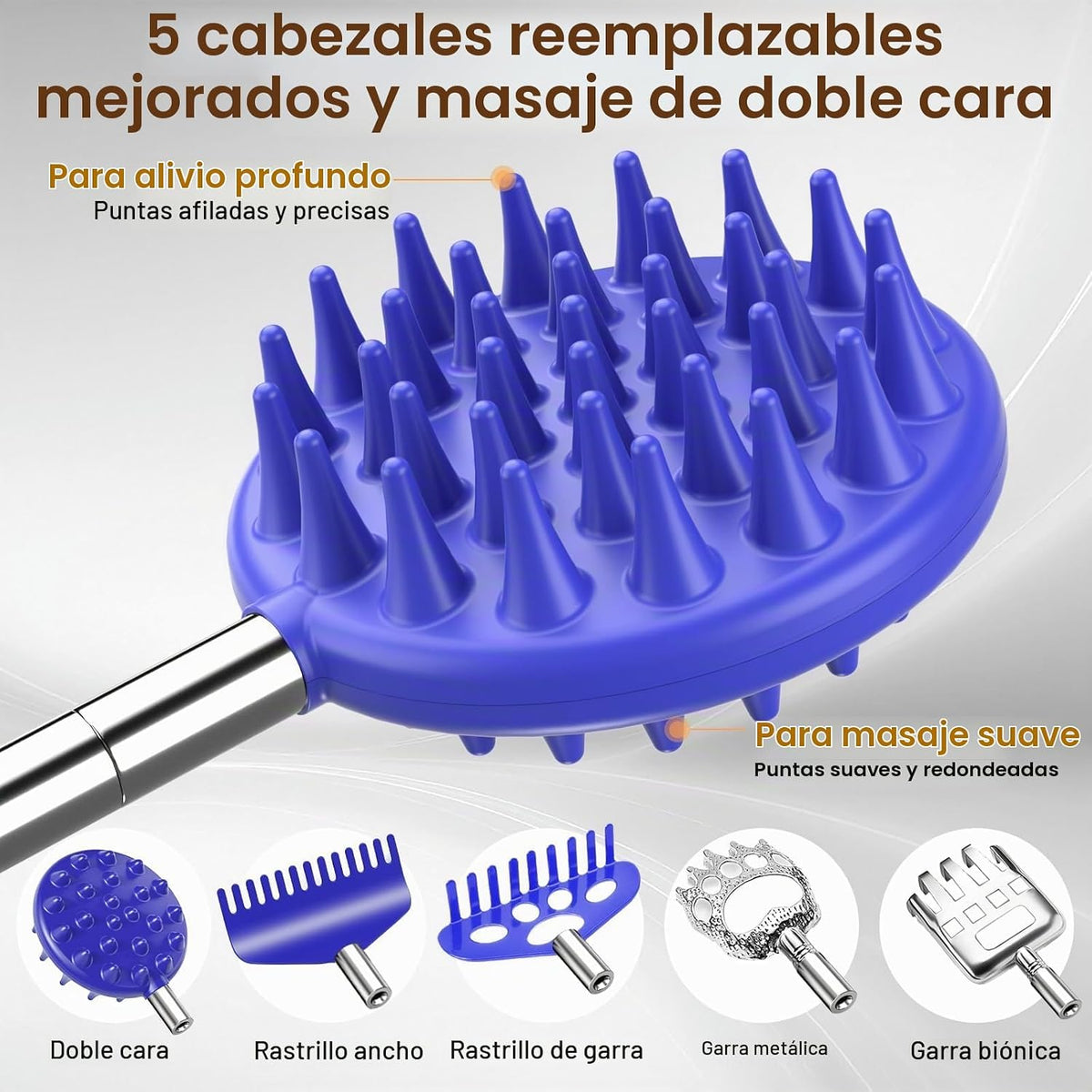Rascador telescópico de espalda con 5 cabezas desmontables, regalo...