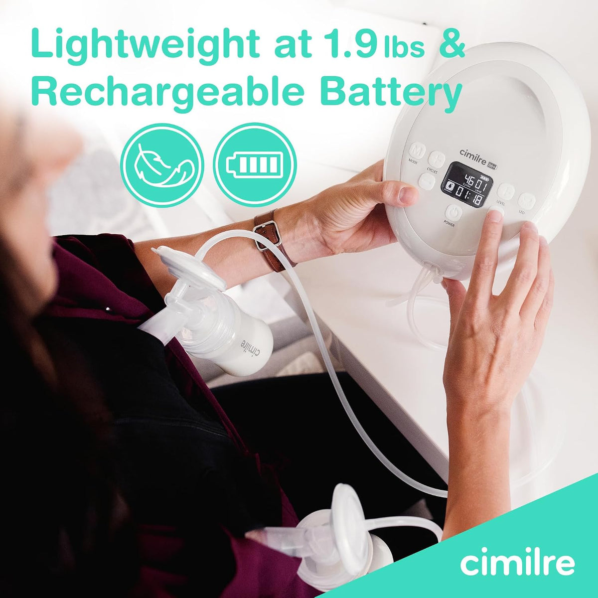 Cimilre S6+ - Paquete de extractor de leche recargable ajustable y...
