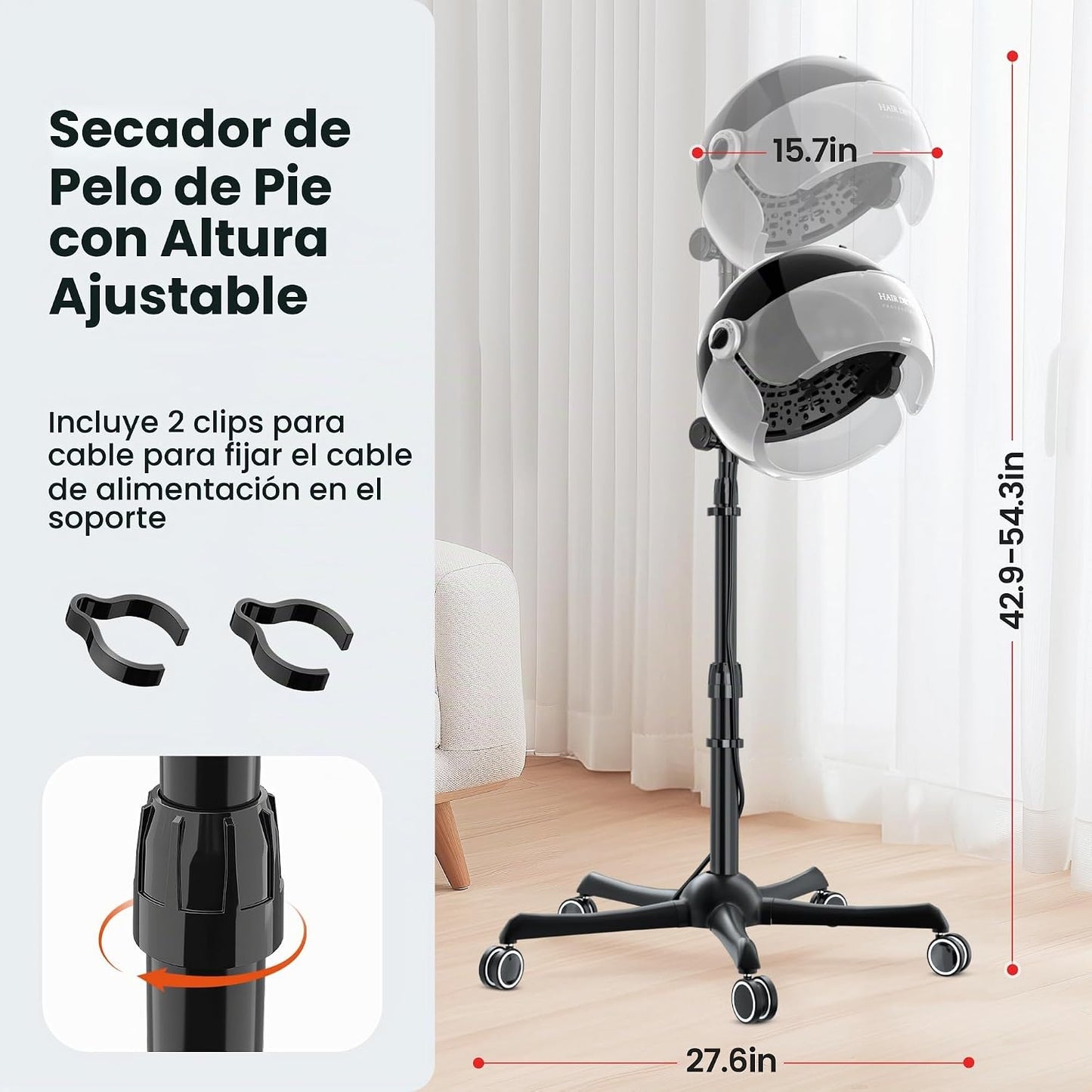SalonDepot Secador de pelo profesional iónico con capucha, altura a...