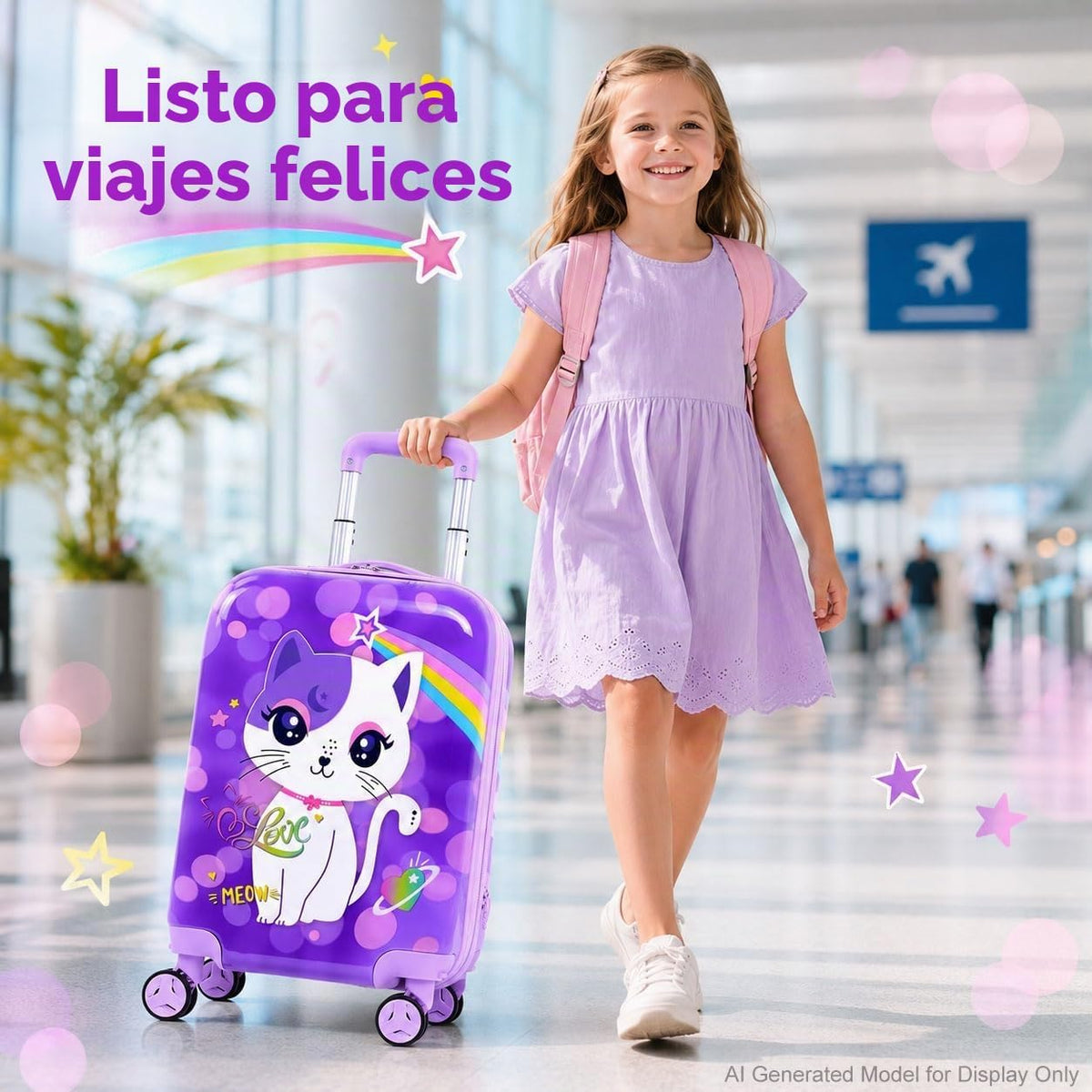Juego de 5 maletas para niños, aprobado por aerolíneas con ruedas g...