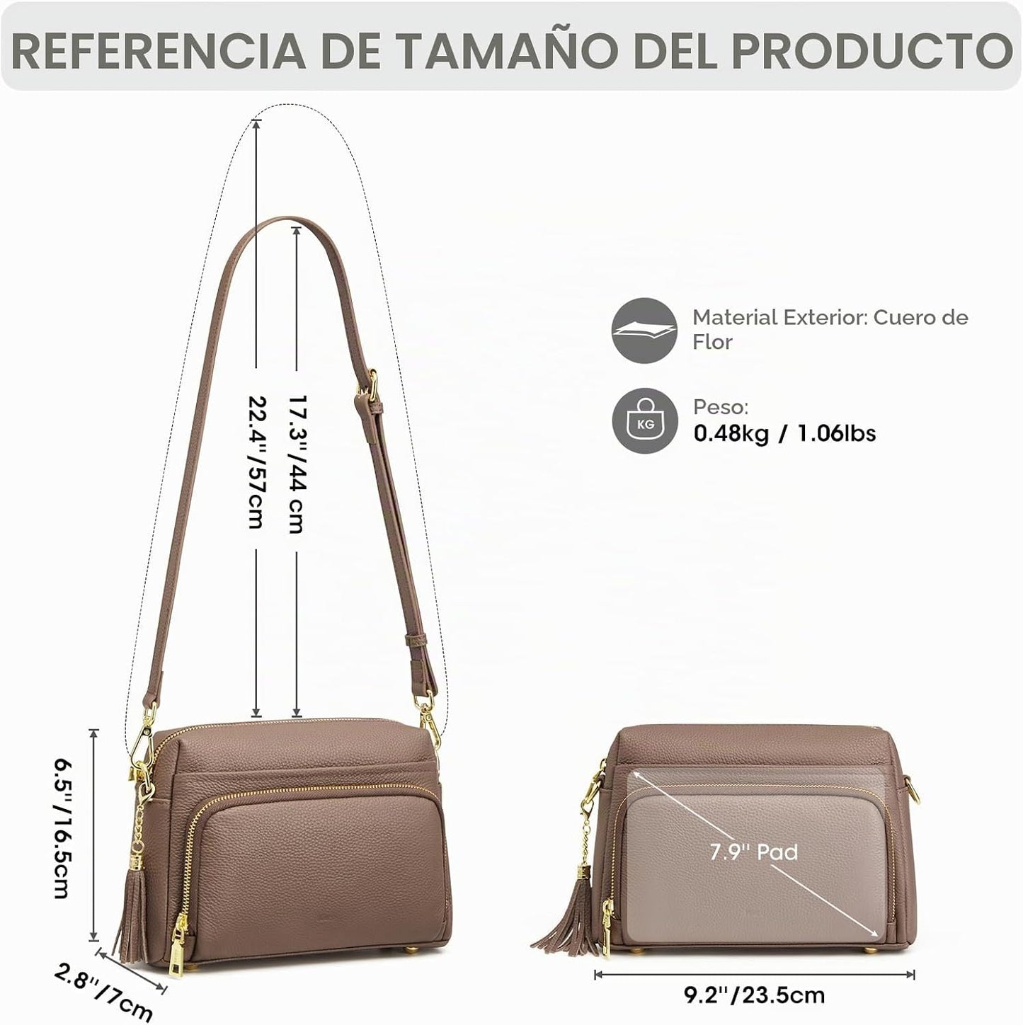 Kattee Bolso cruzado de cuero para mujer, pequeño, antirrobo, con c...