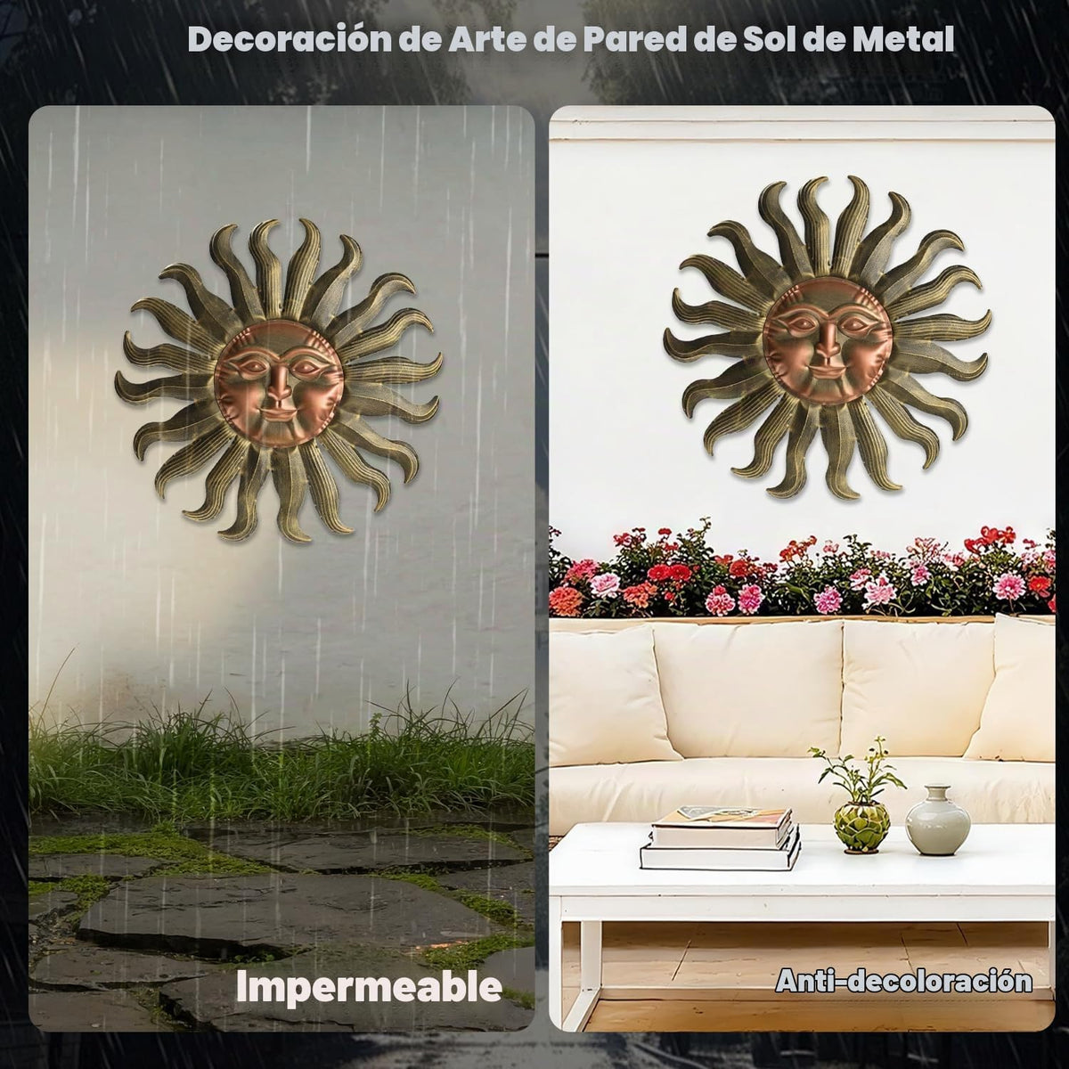 VZVXCC Arte de pared de metal de sol de 28 pulgadas, decoración par...