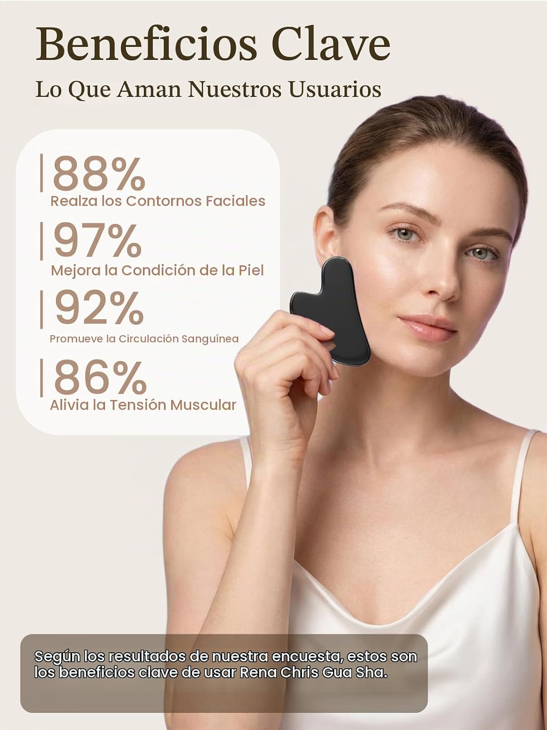 Rena Chris Gua Sha Herramientas Faciales De Acero Inoxidable - Negr...