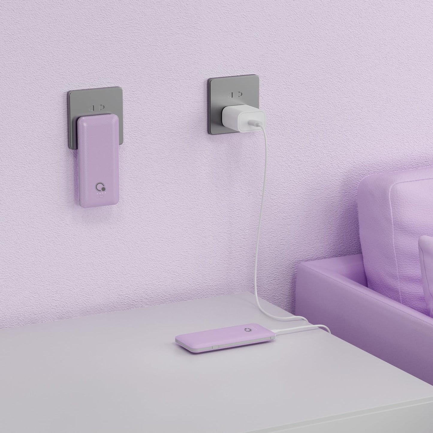Cargador portátil con cables integrados y enchufe de pared de CA, b...