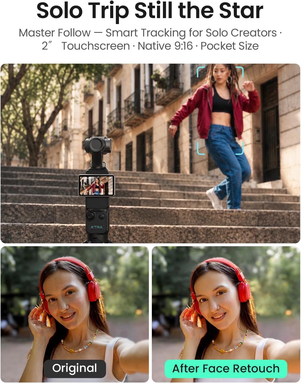 Xtra Muse con microSD de 128 GB, cámara de vlogging con videos CMOS...
